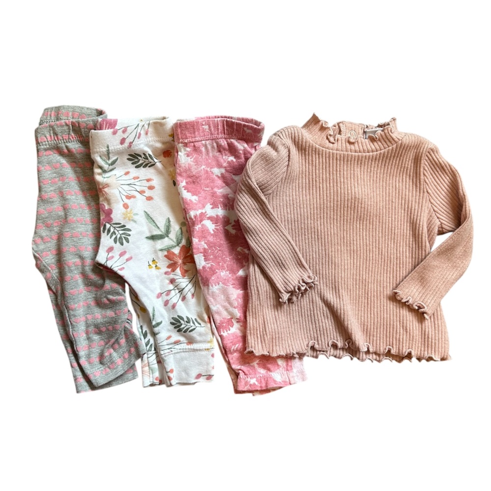 Baby Girl Knit and Pants Set - Pink and Floral 0-3 month baby girl bundle